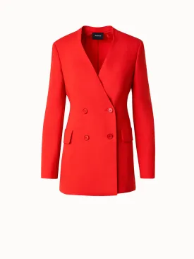 Long Double-Breasted Jacket in Wool Double-Face