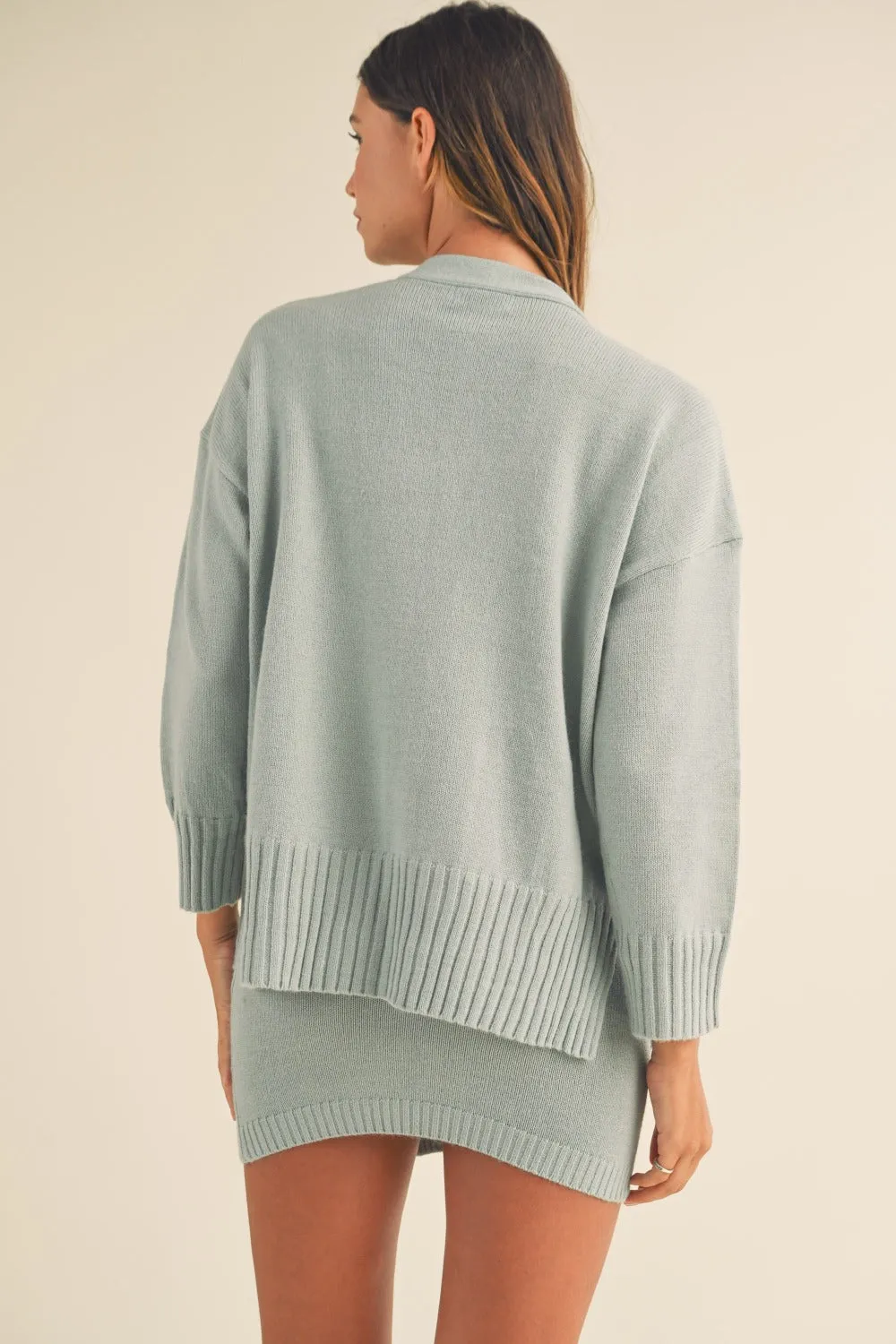 MABLE 3 Pieces Sweater Set with Crop Cami, Mini Skirts, Cardigan