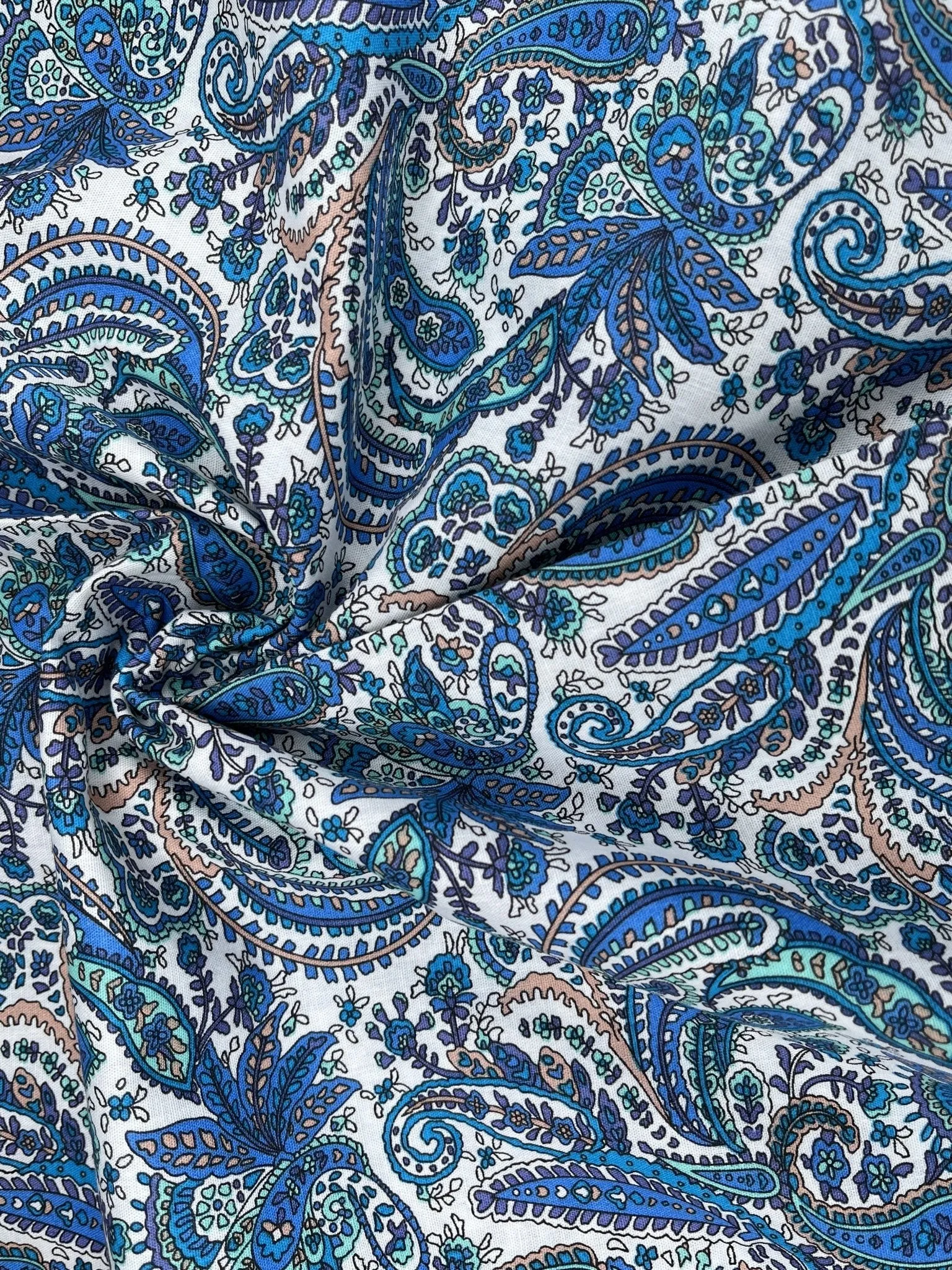Modern Paisley - Washed 100% Cotton Poplin  Reactive Print - 8008