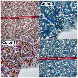 Modern Paisley - Washed 100% Cotton Poplin  Reactive Print - 8008