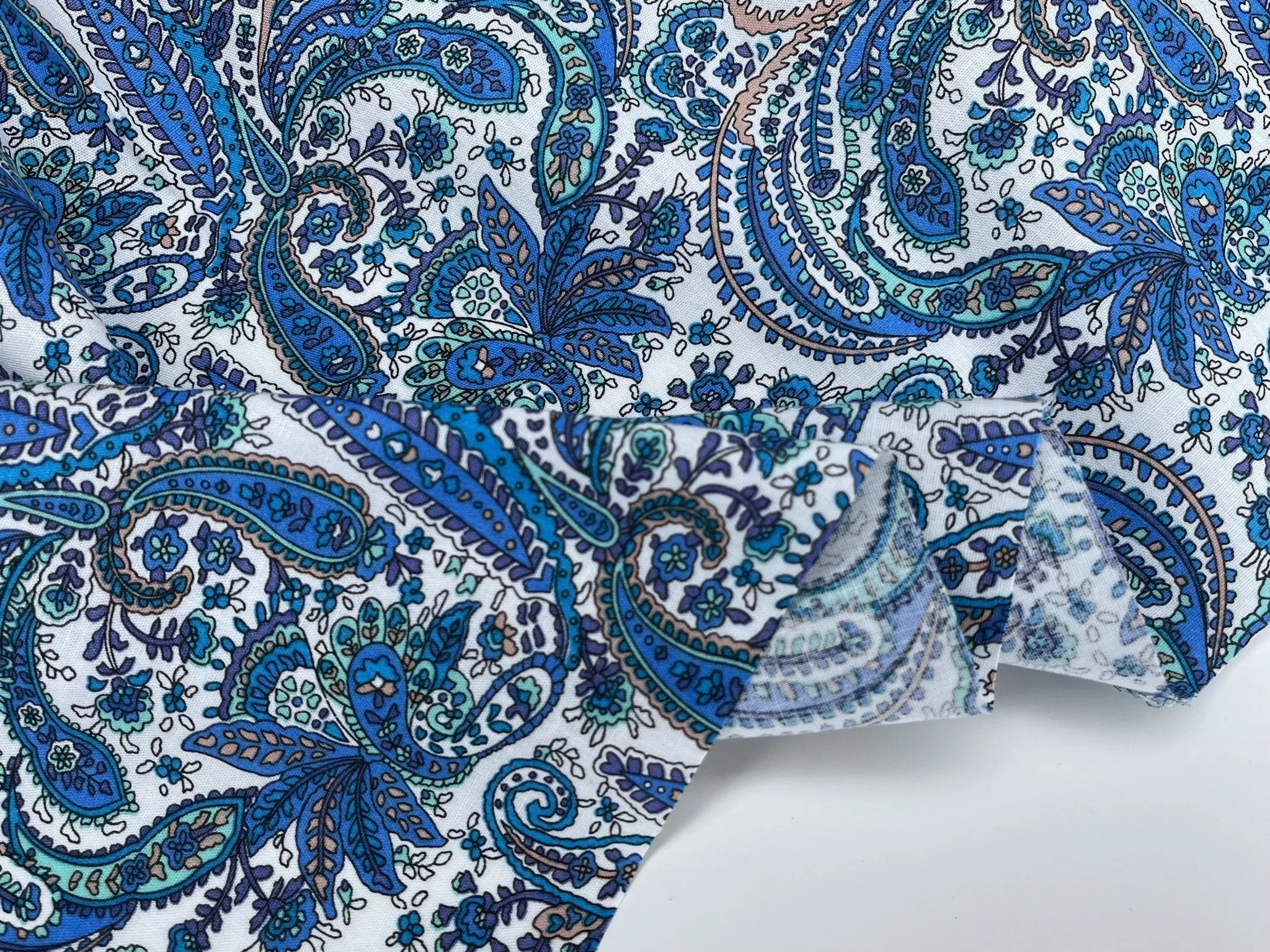 Modern Paisley - Washed 100% Cotton Poplin  Reactive Print - 8008