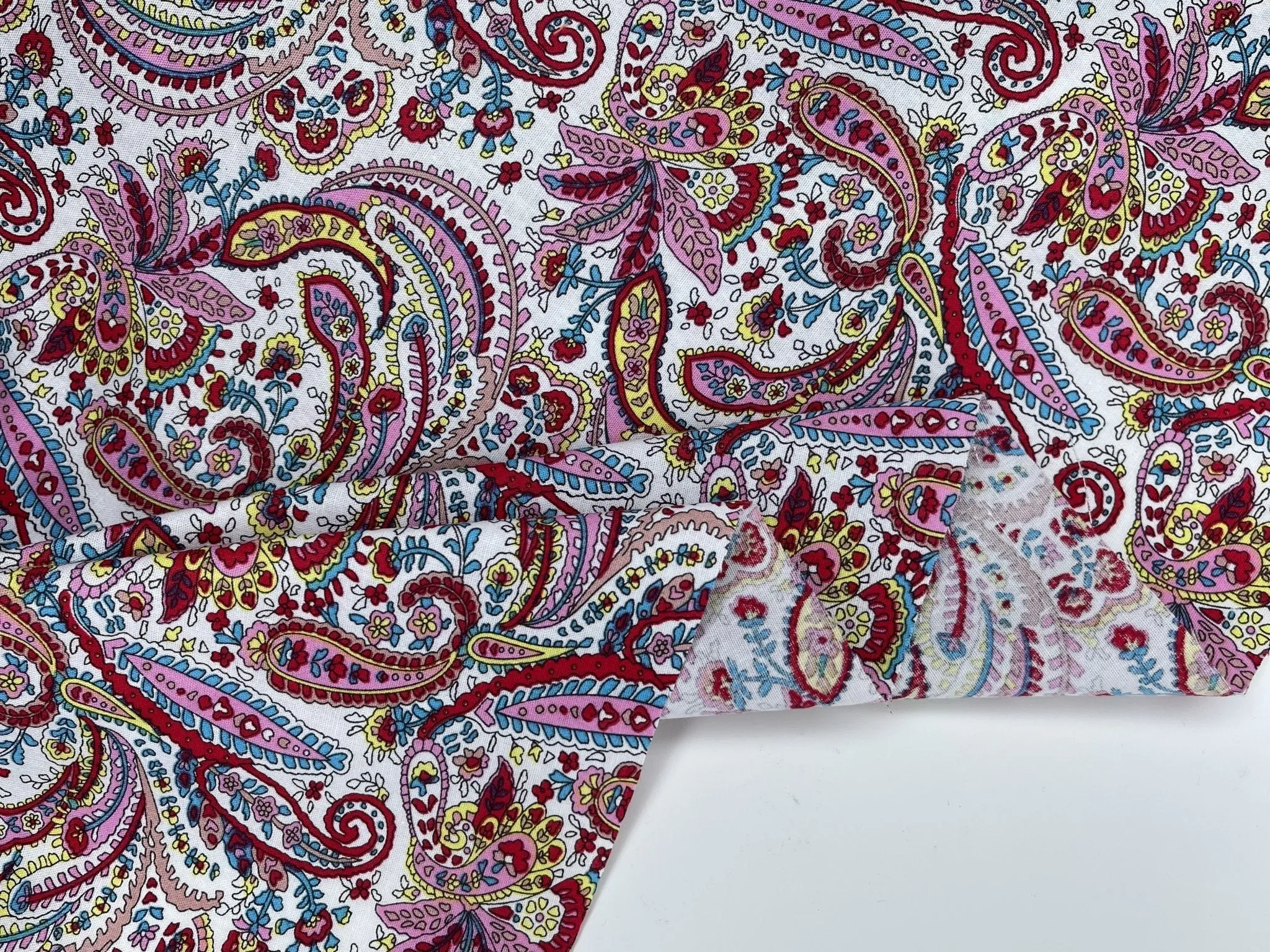 Modern Paisley - Washed 100% Cotton Poplin  Reactive Print - 8008