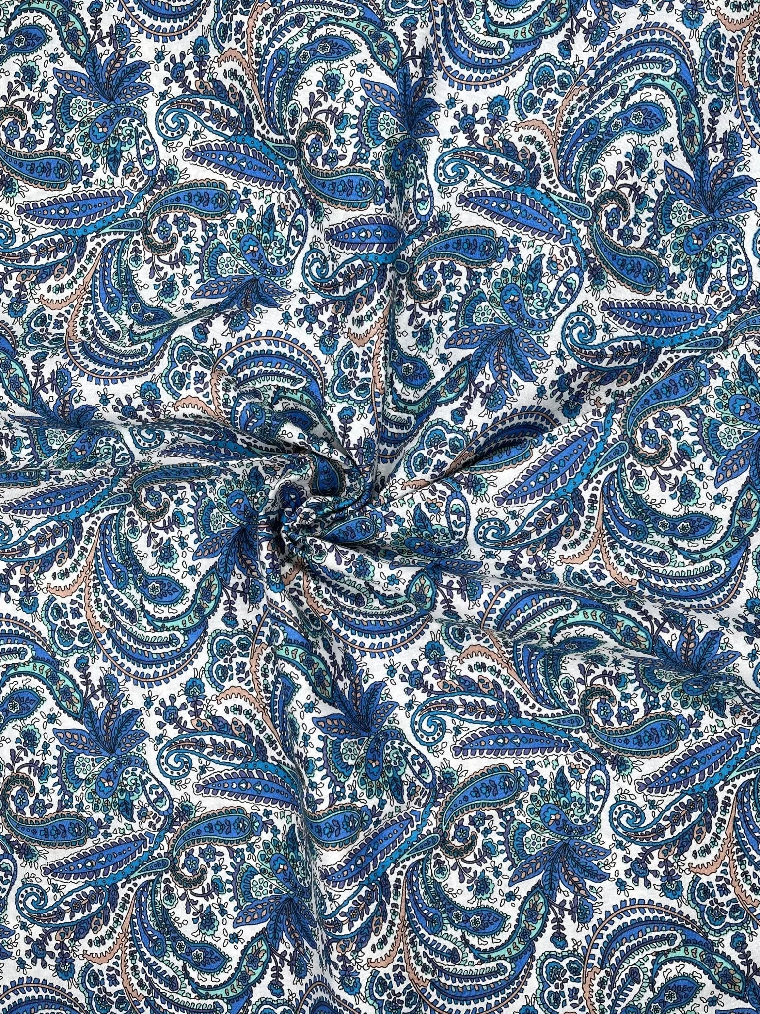 Modern Paisley - Washed 100% Cotton Poplin  Reactive Print - 8008