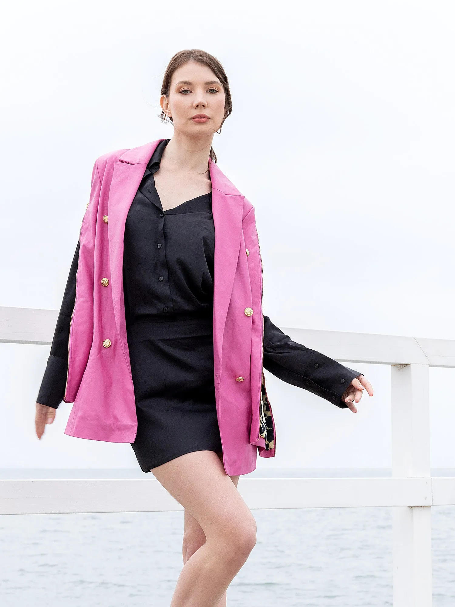 Mylee Zip Sleeve Blazer | Fuchsia
