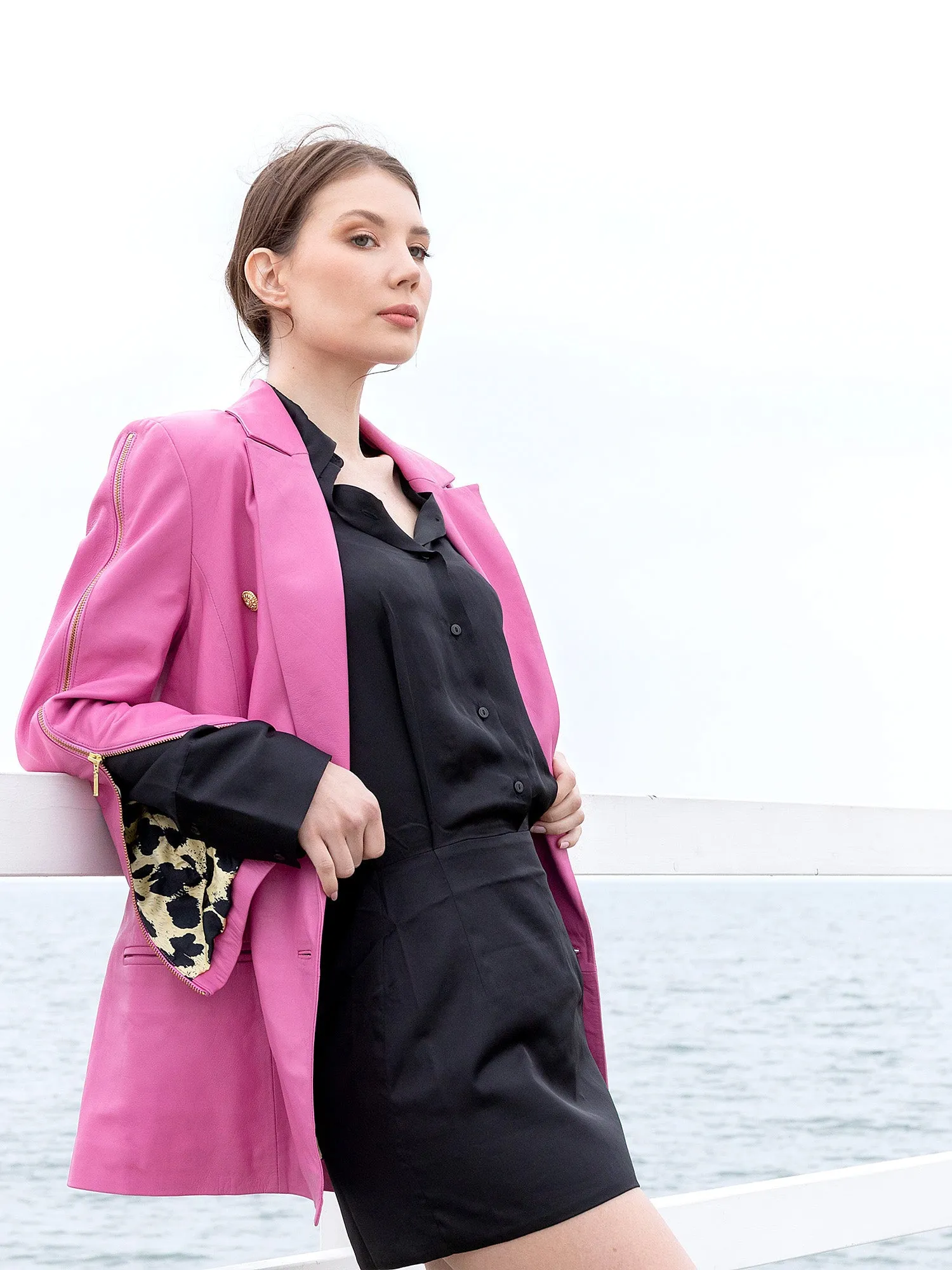 Mylee Zip Sleeve Blazer | Fuchsia