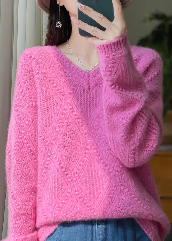 New Blackish Green V Neck Thick Woolen Sweaters Winter RS018