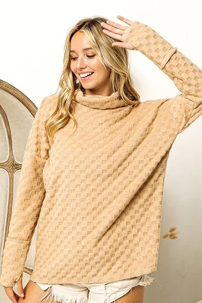 One Step Ahead Checkered Thumbhole Top