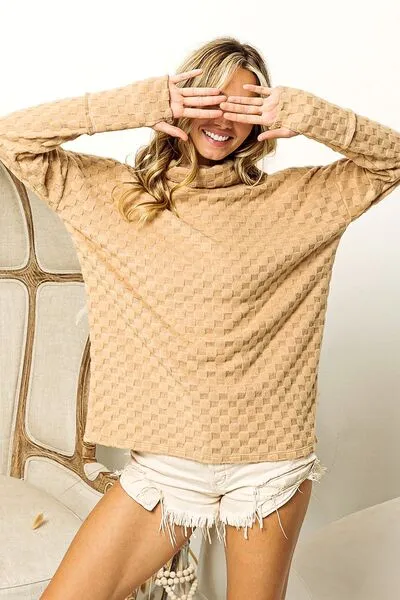 One Step Ahead Checkered Thumbhole Top