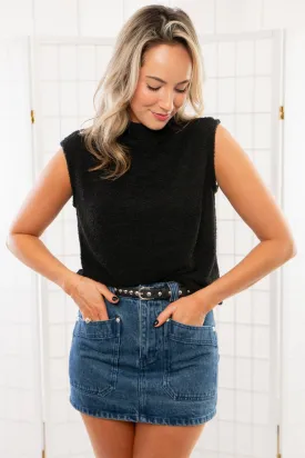 Perfect Layer Black Mock Neck Sleeveless Sweater