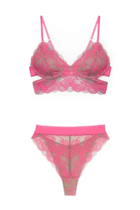 Pink Wild Lace Longline Set
