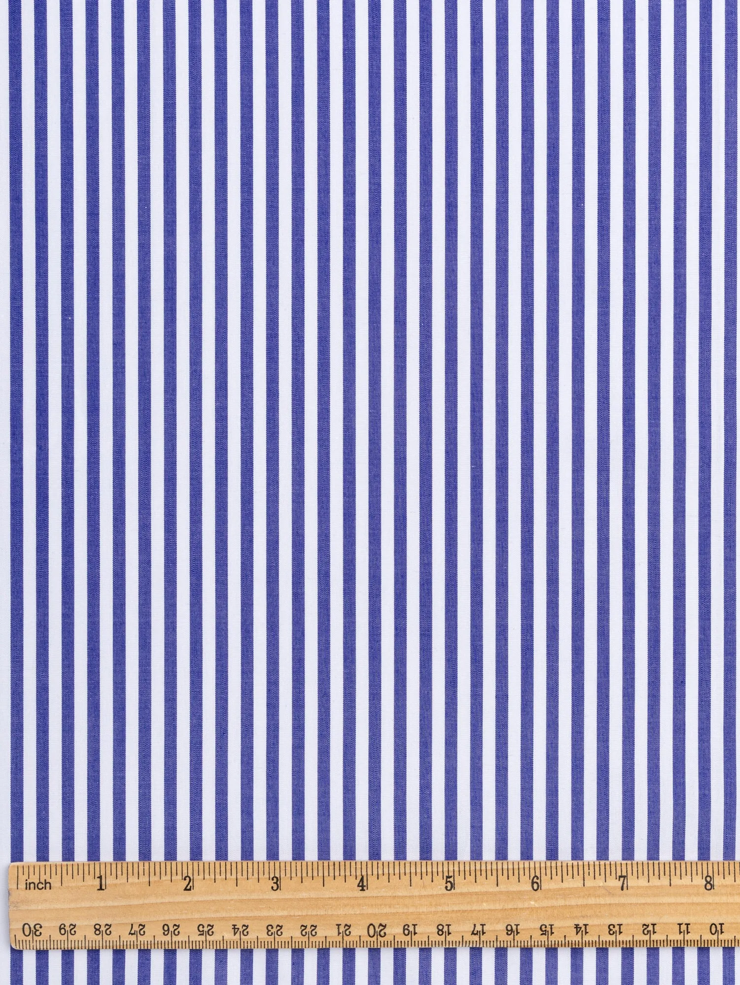 Pinstripe Cotton Poplin Shirting - Dark Blue   White - Swatch