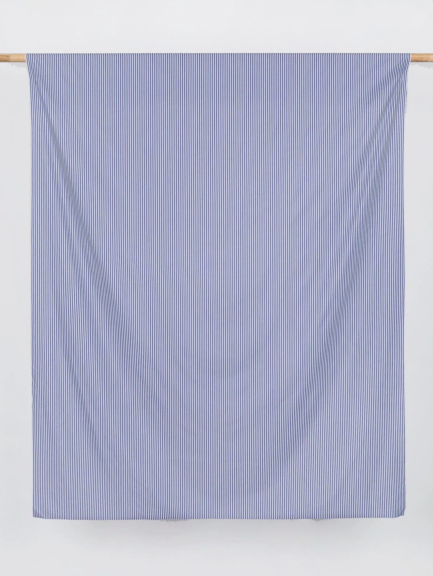 Pinstripe Cotton Poplin Shirting - Dark Blue   White - Swatch