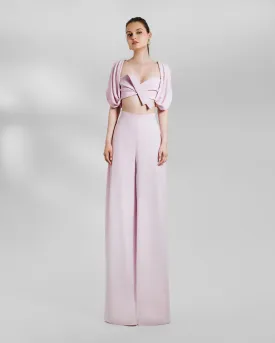Puffed shoulders Crop Top With Pants