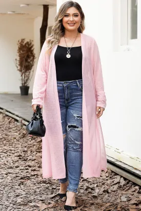 Sheer Knitted Long Plus Size Cardigan