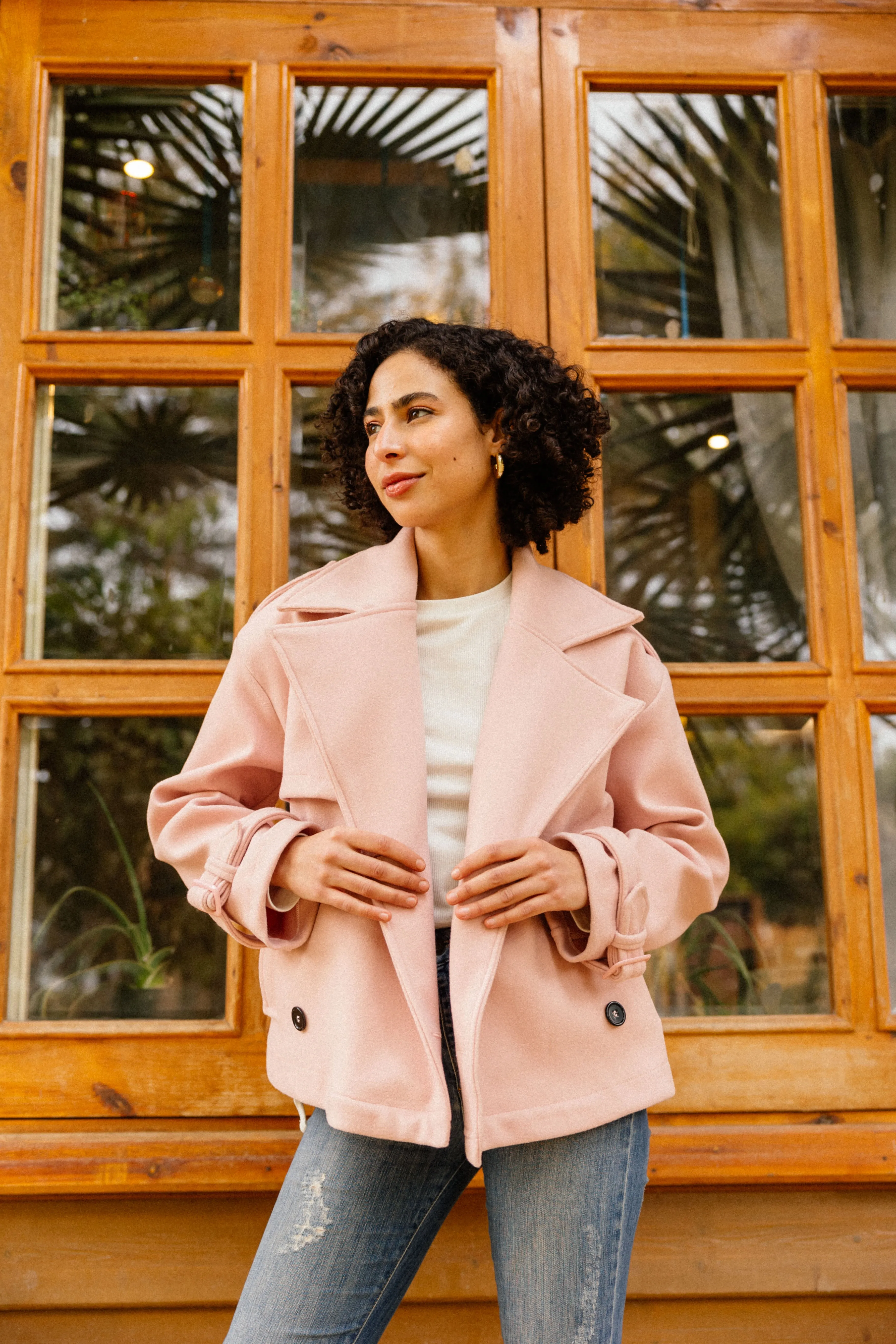 SHORT SOFT TRENCH COAT LIGHT PINK
