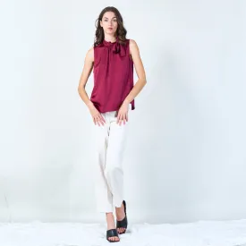 Sleeveless bow-tie blouse wholesale