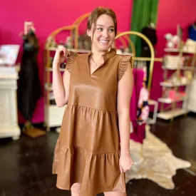 Tabitha Tan Faux Leather Dress