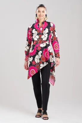 Talitha Cotton Poplin Asymmetrical Flounce Shirt