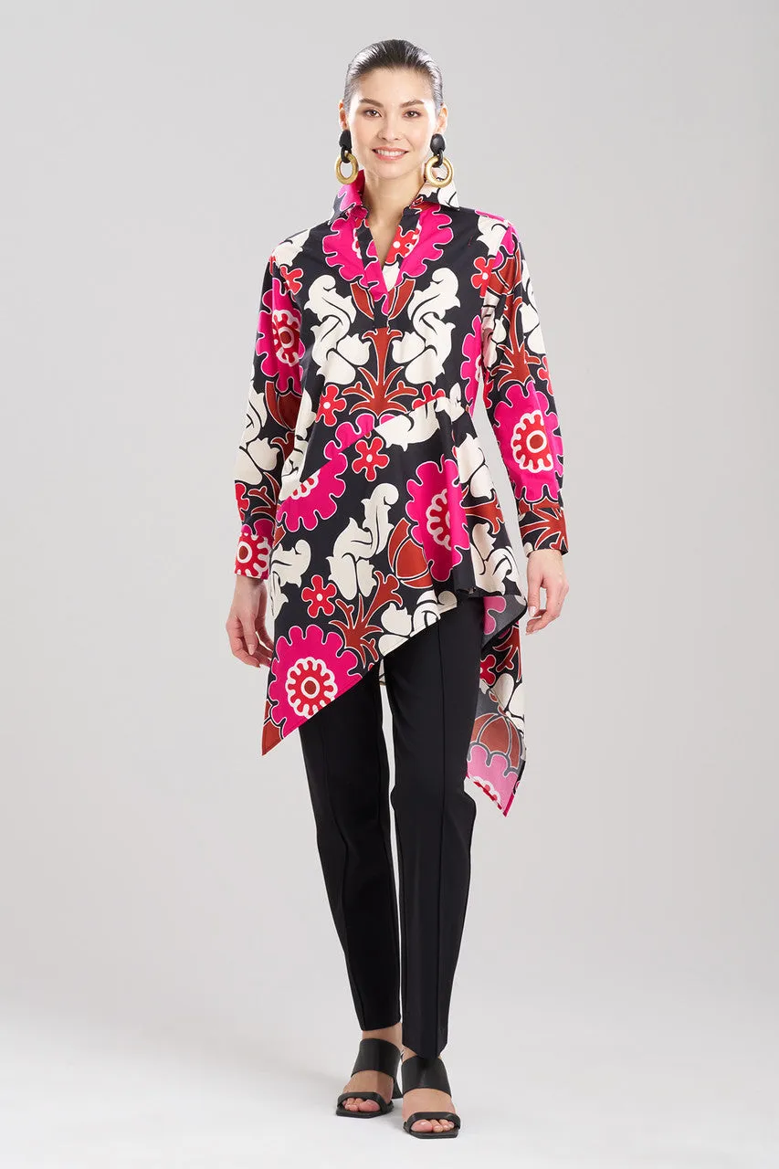 Talitha Cotton Poplin Asymmetrical Flounce Shirt