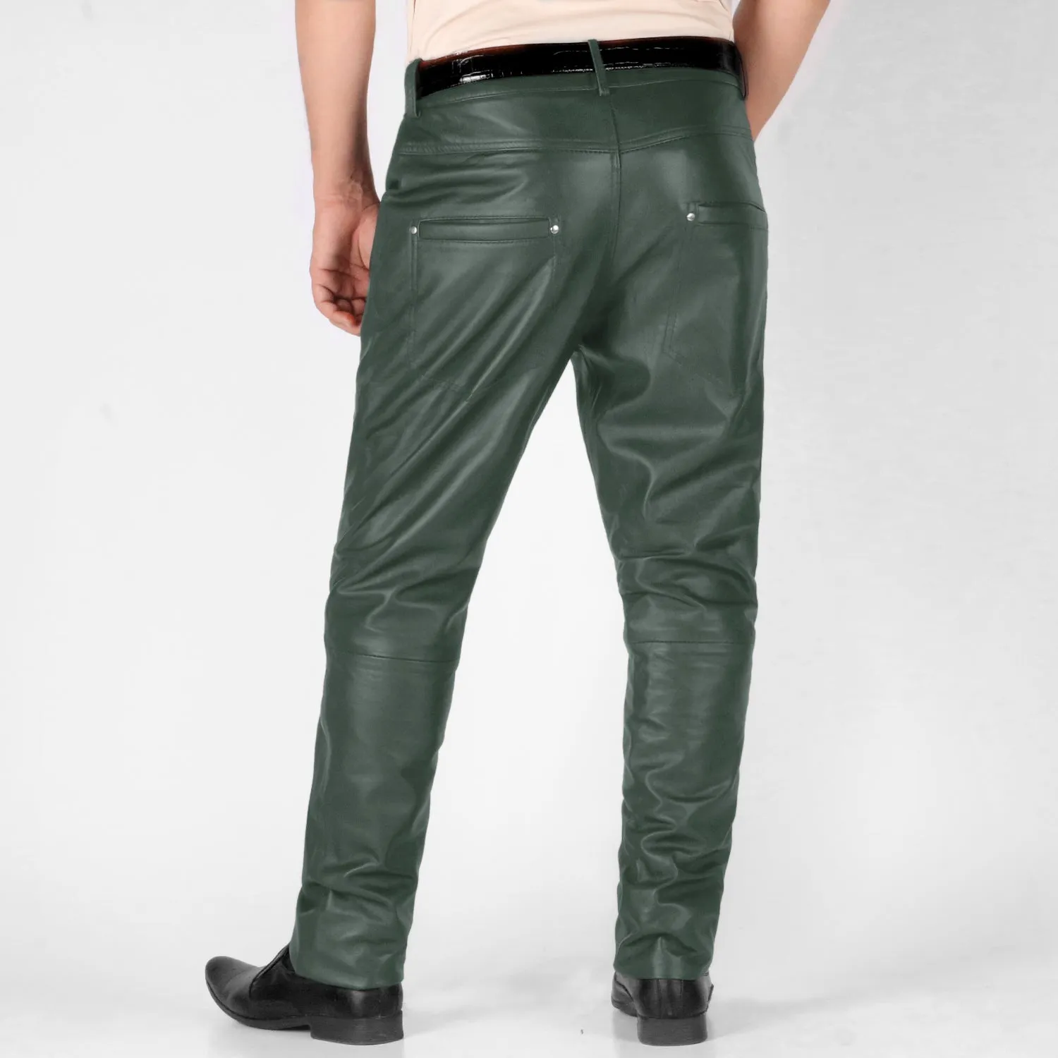 Thalor Men's Green Faux Leather Pants