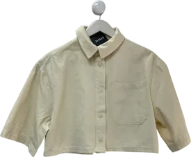 The Couture Club Cream Cropped Poplin Pocket Detail Shirt UK S