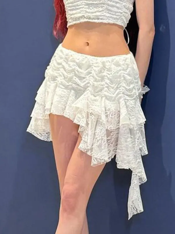 Trendy Ruffle Lace Mini Skirt for Summer Vibes