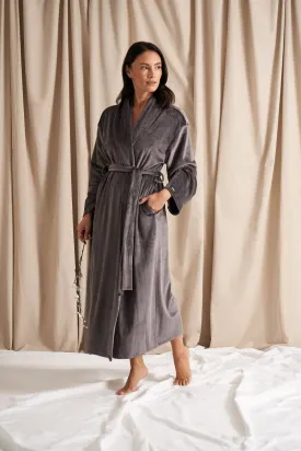 Velour Longline Robe in Raven