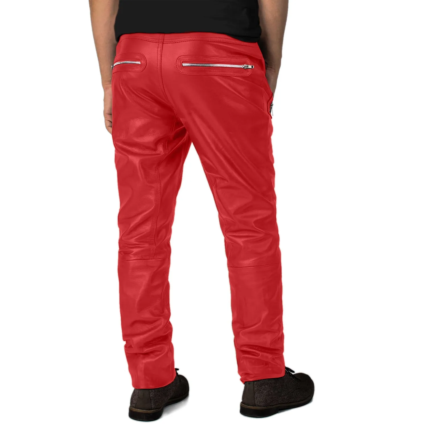 Veyron Men's Red Faux Leather Pants