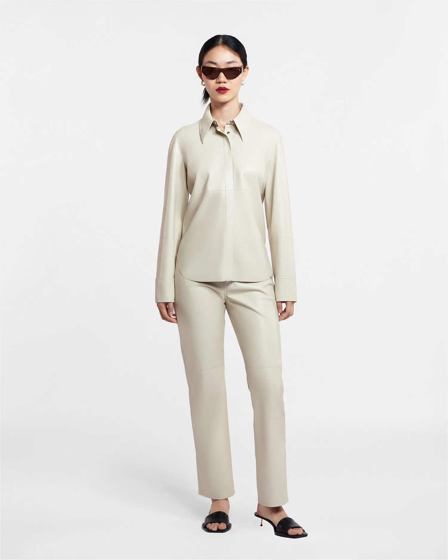 Vinni - Okobor™ Alt-Leather Pants - Creme