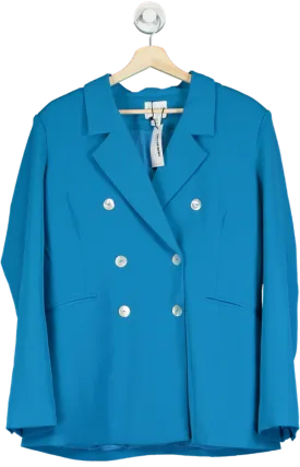 Wallis Cobalt Premium Petite Longline Military Stitch Detail Jacket UK 14