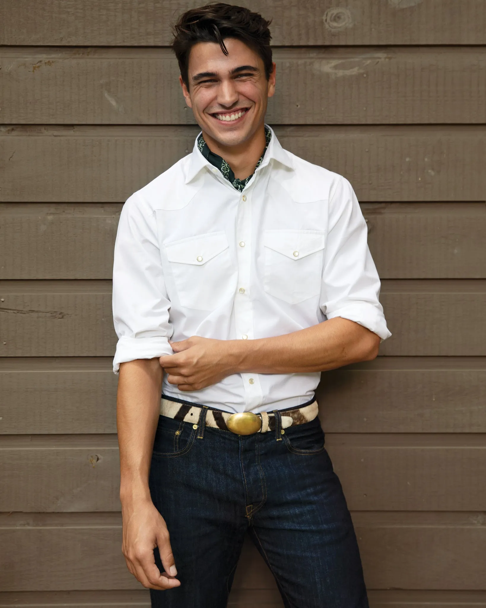 Western Work Shirt in White Poplin