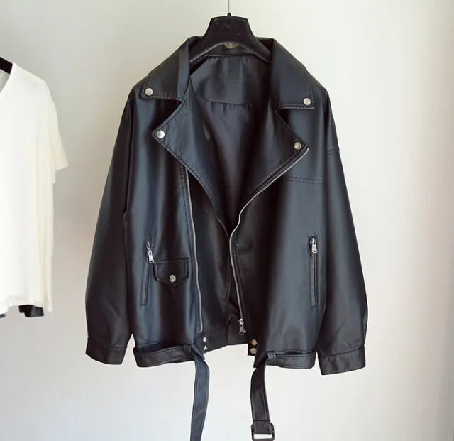 Women Leather Jacket with Belt | White Leather Jacket | Biker Jackets For Women | Faux Leather Jacket | Leather Coat | Moto Style Jackets