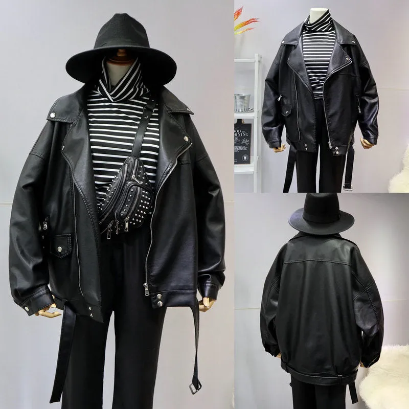 Women Leather Jacket with Belt | White Leather Jacket | Biker Jackets For Women | Faux Leather Jacket | Leather Coat | Moto Style Jackets