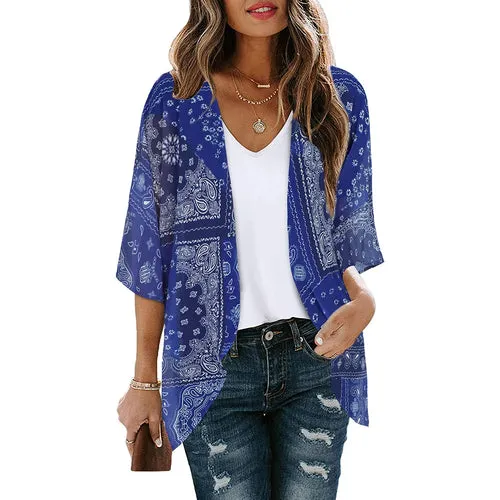 Women Long Flowy Summer Boho Chiffon Floral