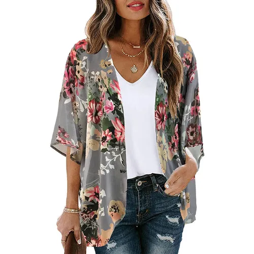 Women Long Flowy Summer Boho Chiffon Floral