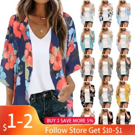 Women Long Flowy Summer Boho Chiffon Floral