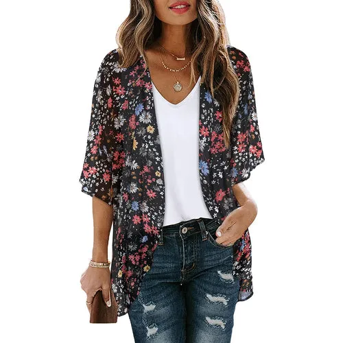 Women Long Flowy Summer Boho Chiffon Floral