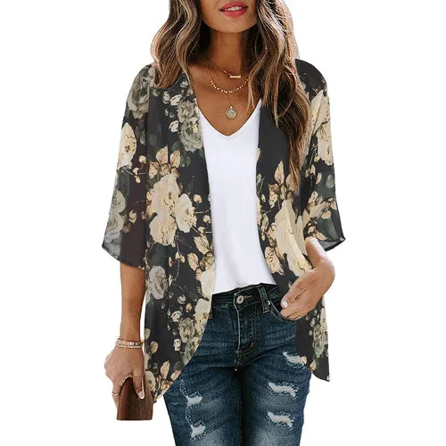 Women Long Flowy Summer Boho Chiffon Floral
