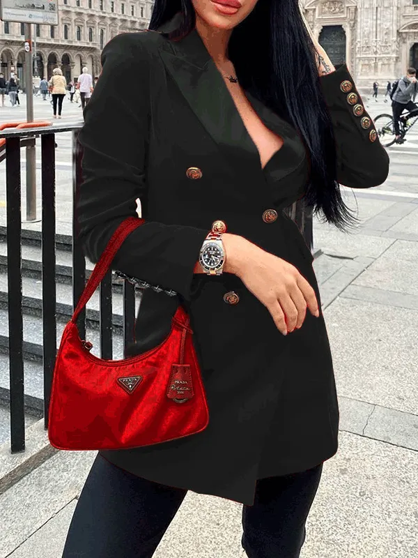 Women's Blazers Double Breasted Long Sleeve Slim Fit Blazer