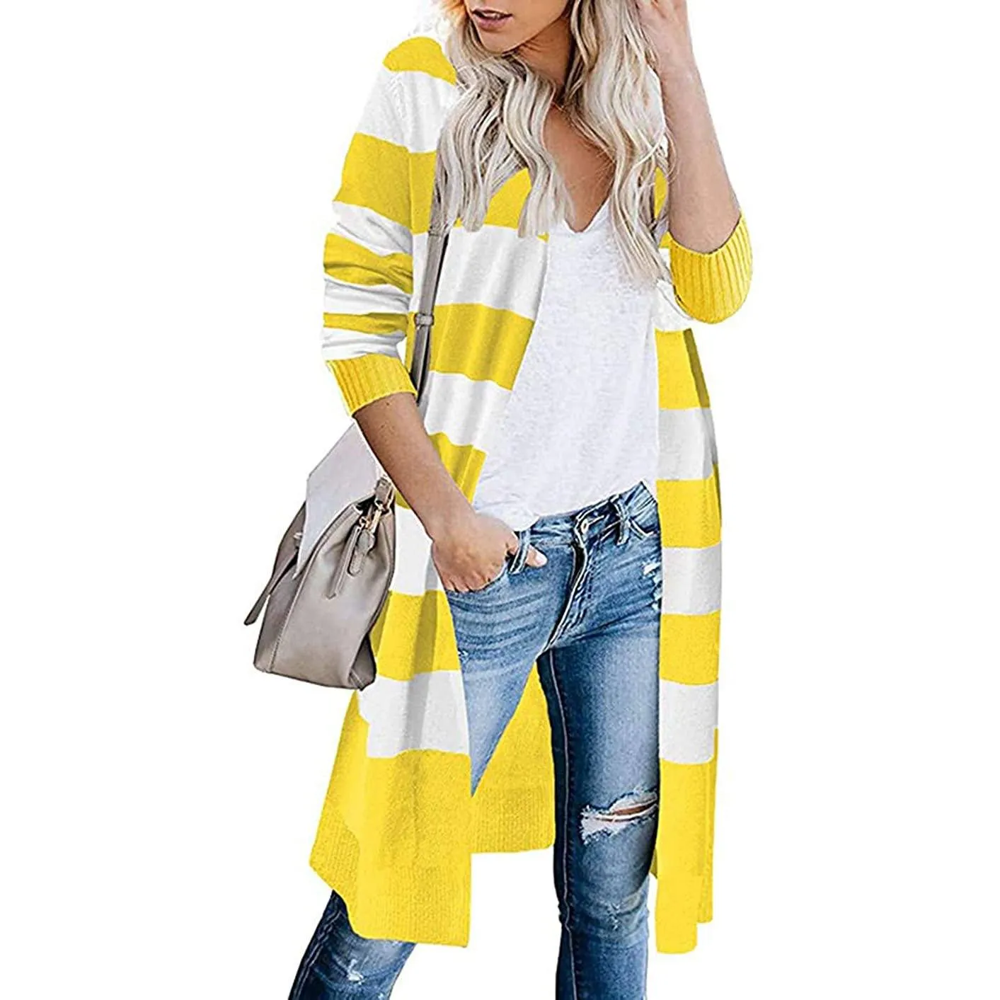 Women’s Open Front Long Cardigan Long Sleeves Lightweight Knit Fall Sweater