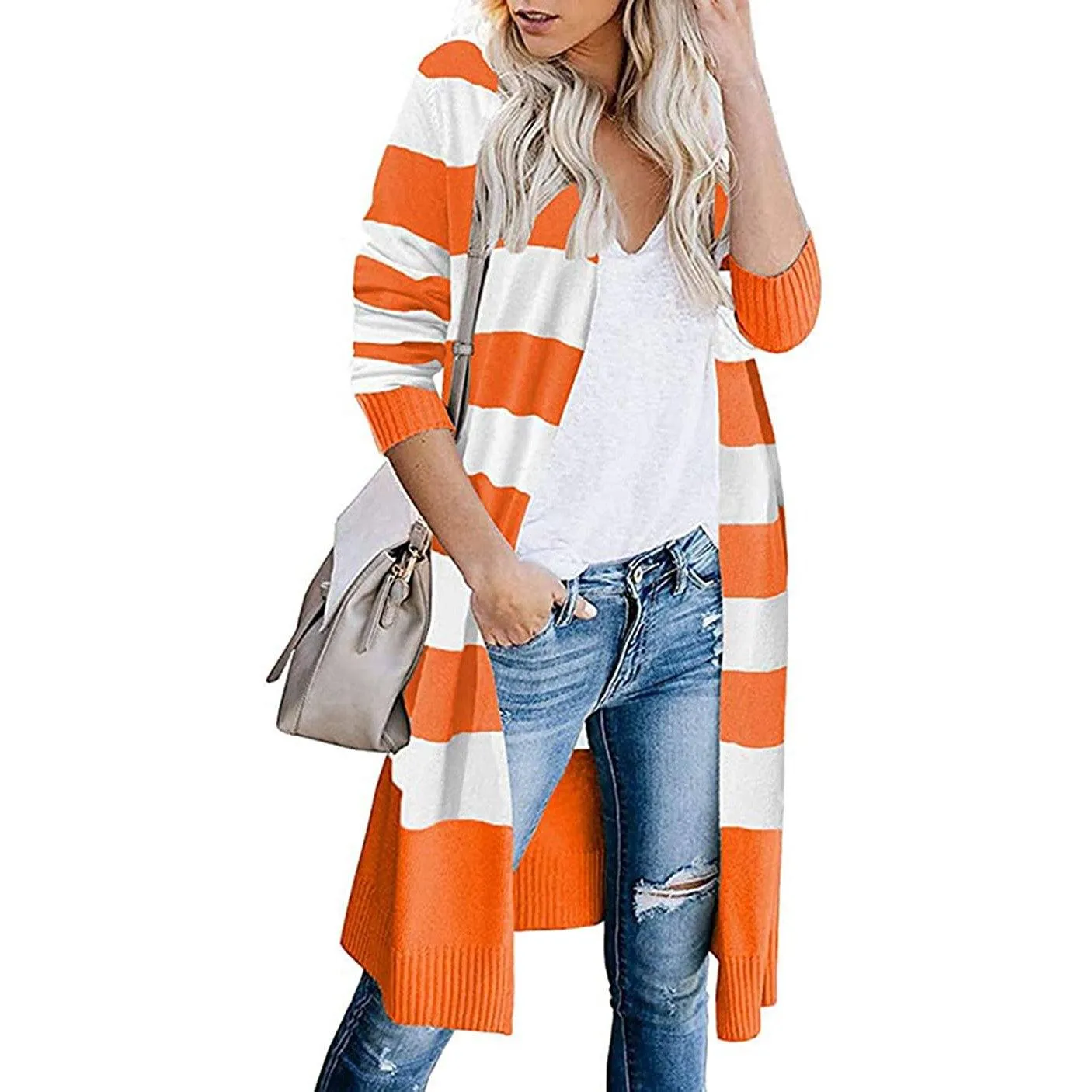 Women’s Open Front Long Cardigan Long Sleeves Lightweight Knit Fall Sweater