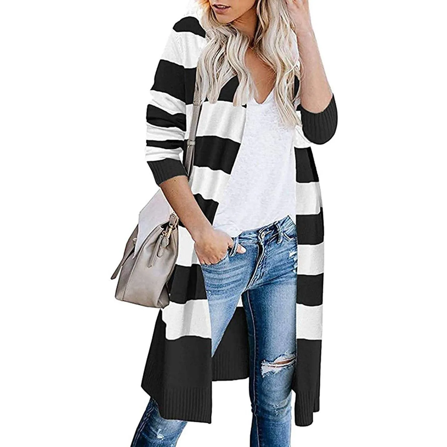 Women’s Open Front Long Cardigan Long Sleeves Lightweight Knit Fall Sweater