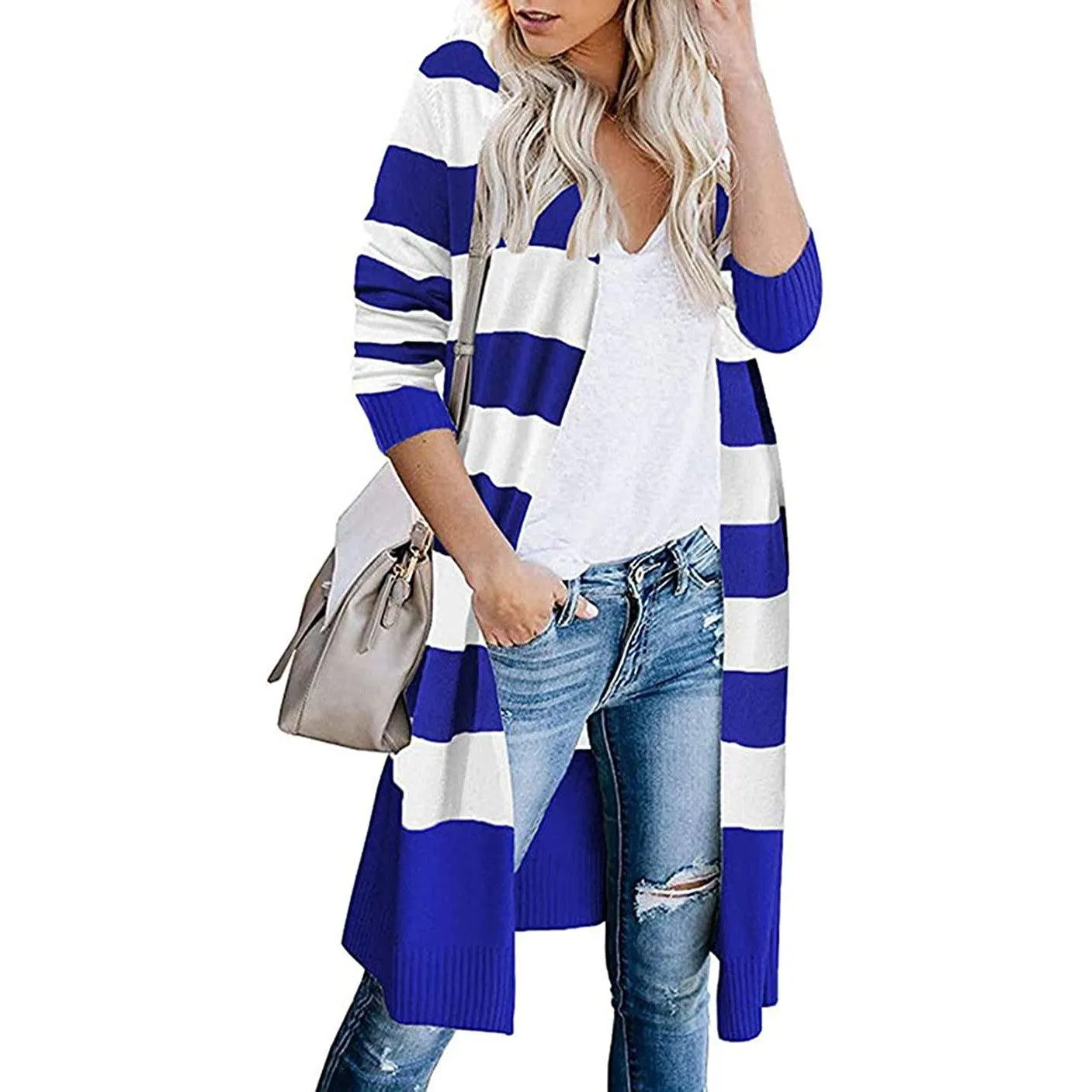 Women’s Open Front Long Cardigan Long Sleeves Lightweight Knit Fall Sweater