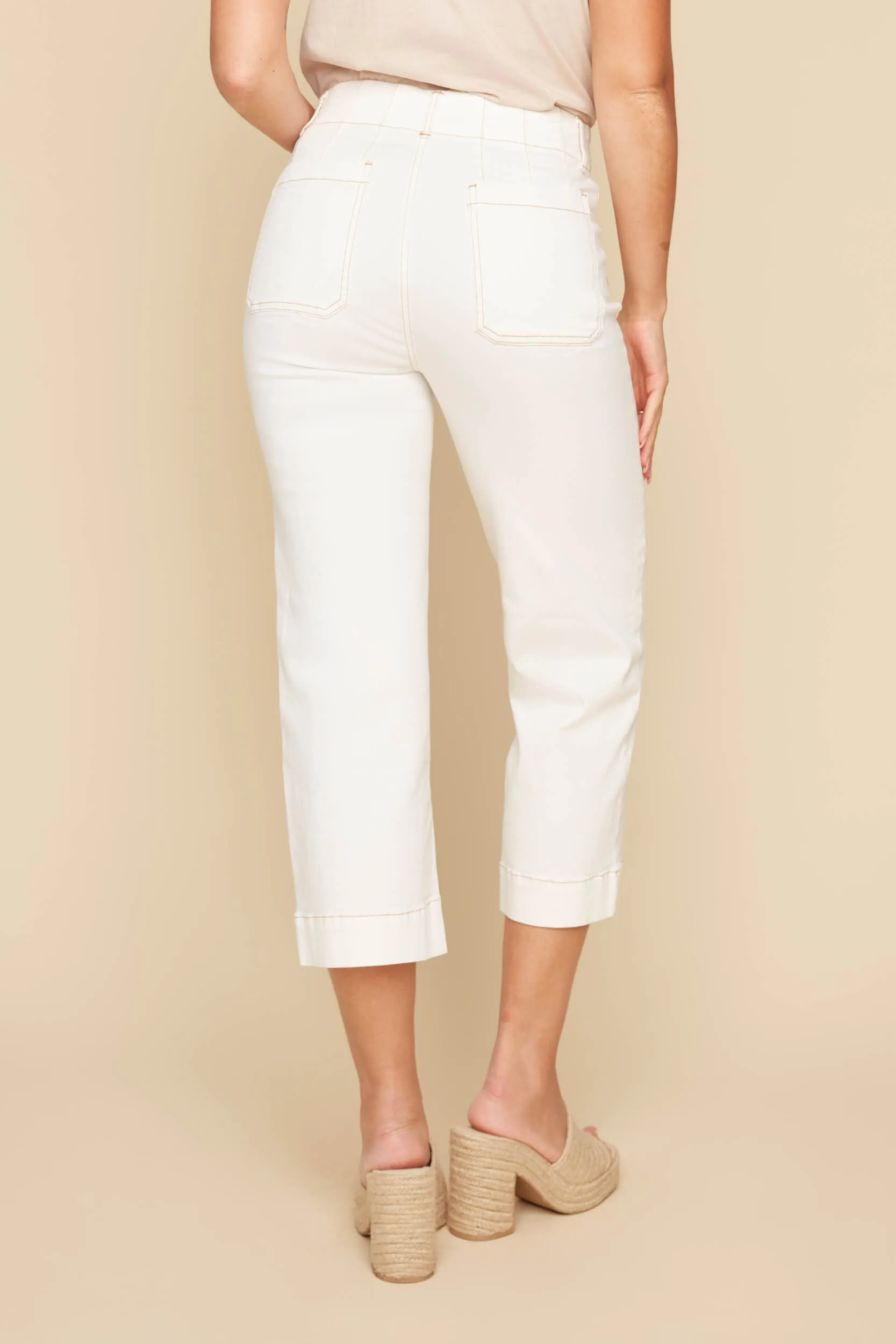 Woven Cropped Pant Off White by Renuar