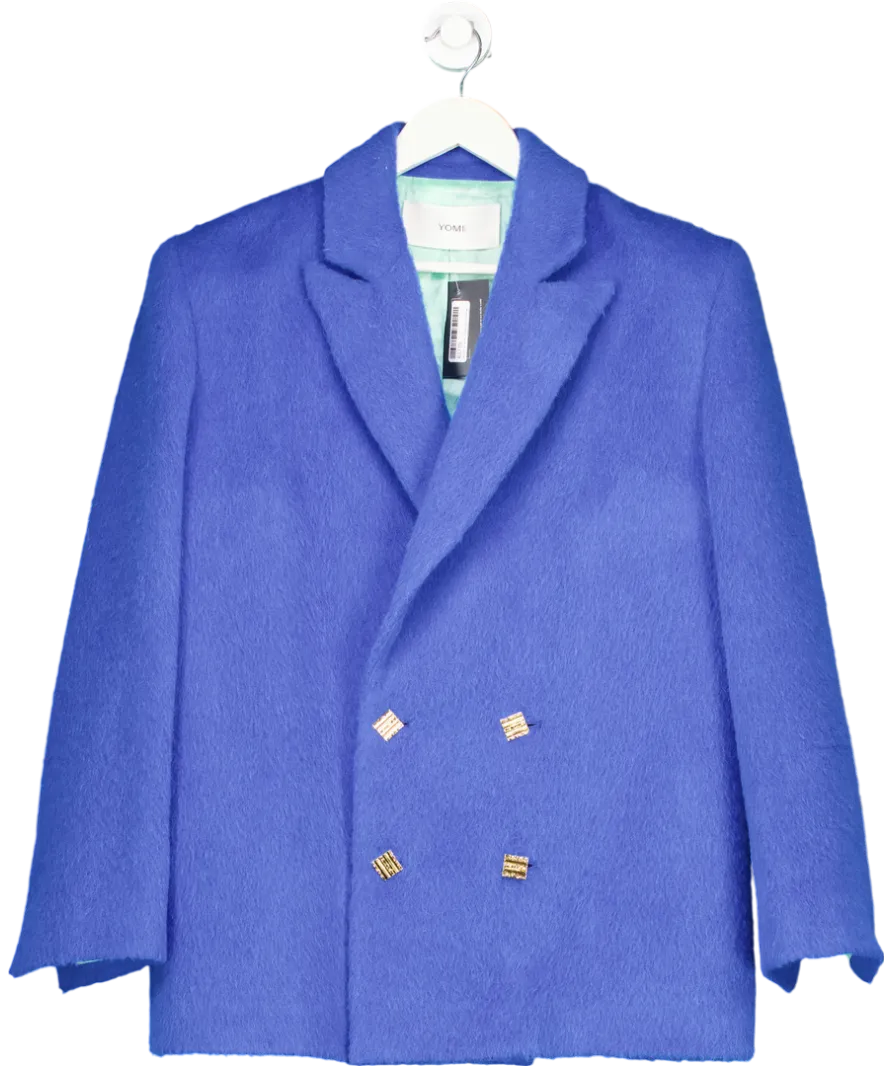 Yomi Blue Longline Double Breasted Blazer UK S/M