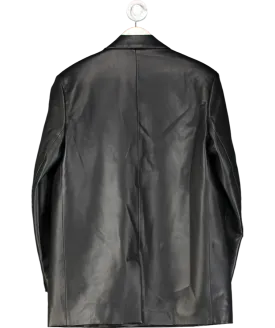 ZARA Black Faux Leather Blazer UK L