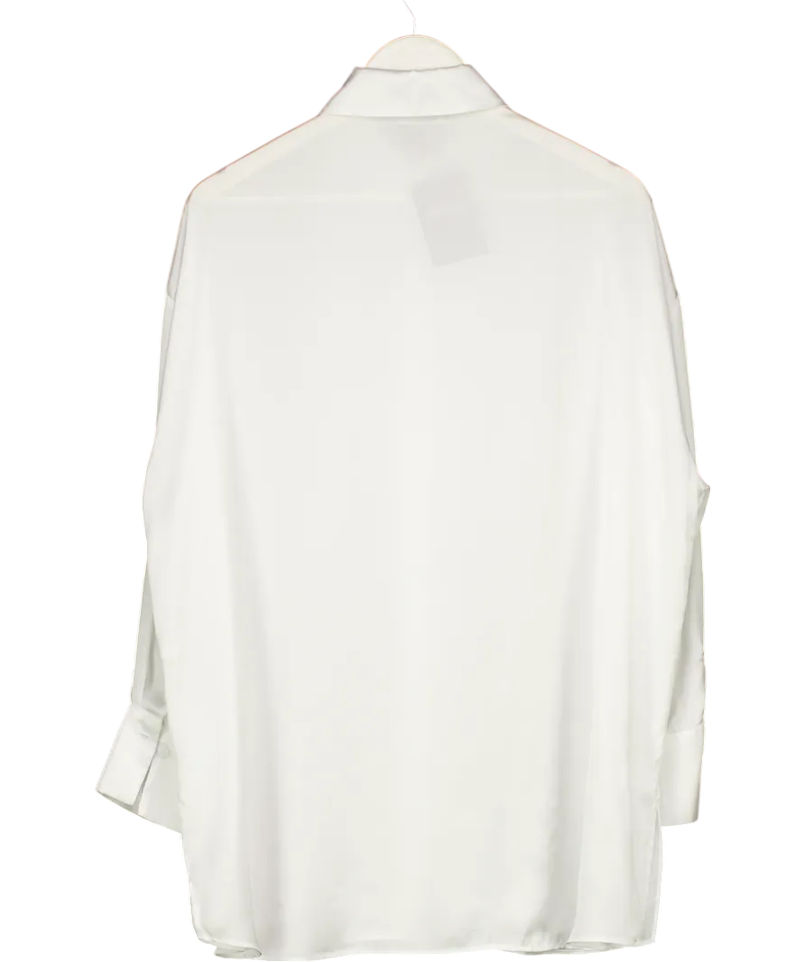ZARA White Satin Longline Shirt UK S