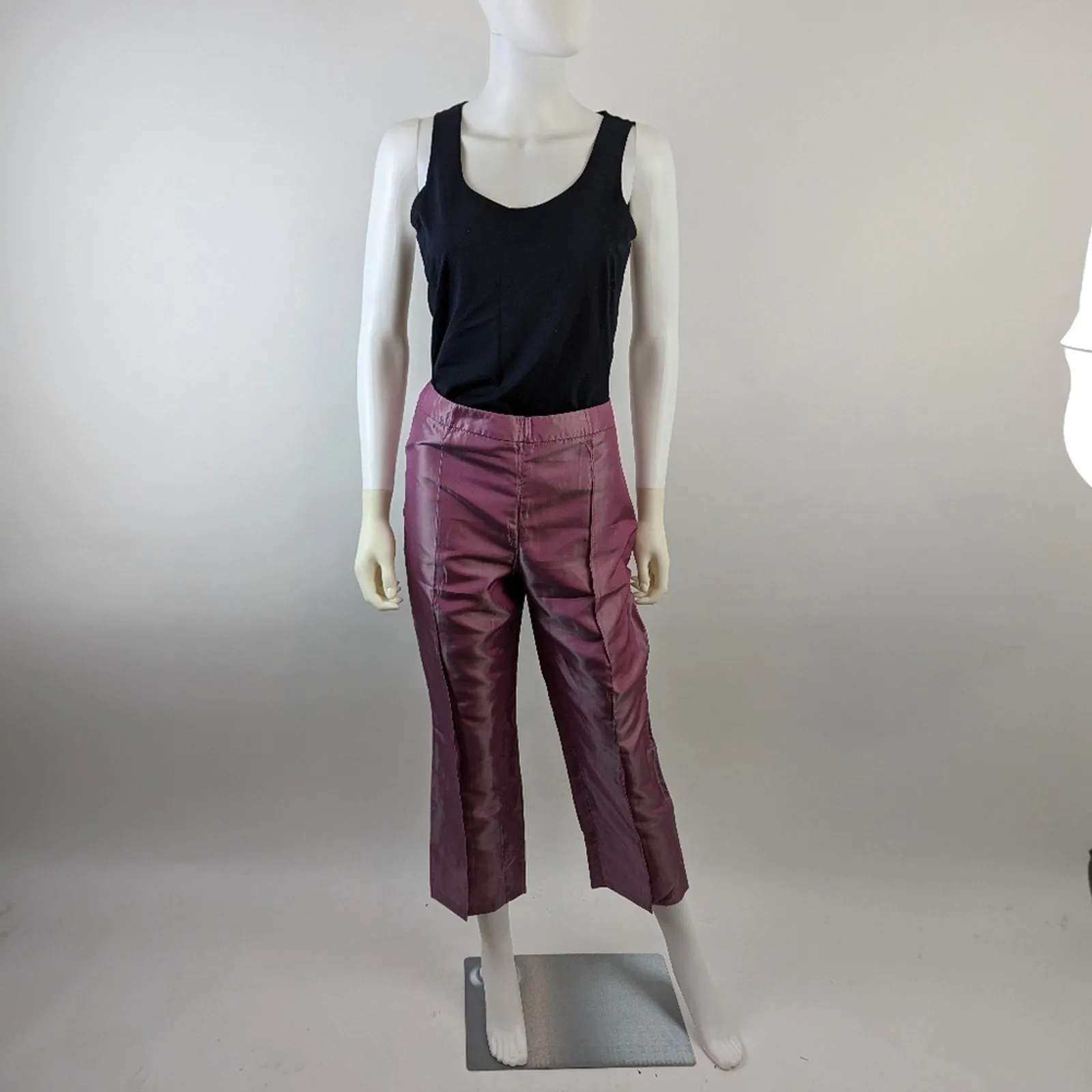 Zara Woman Silky Fushia Cropped Pants 10
