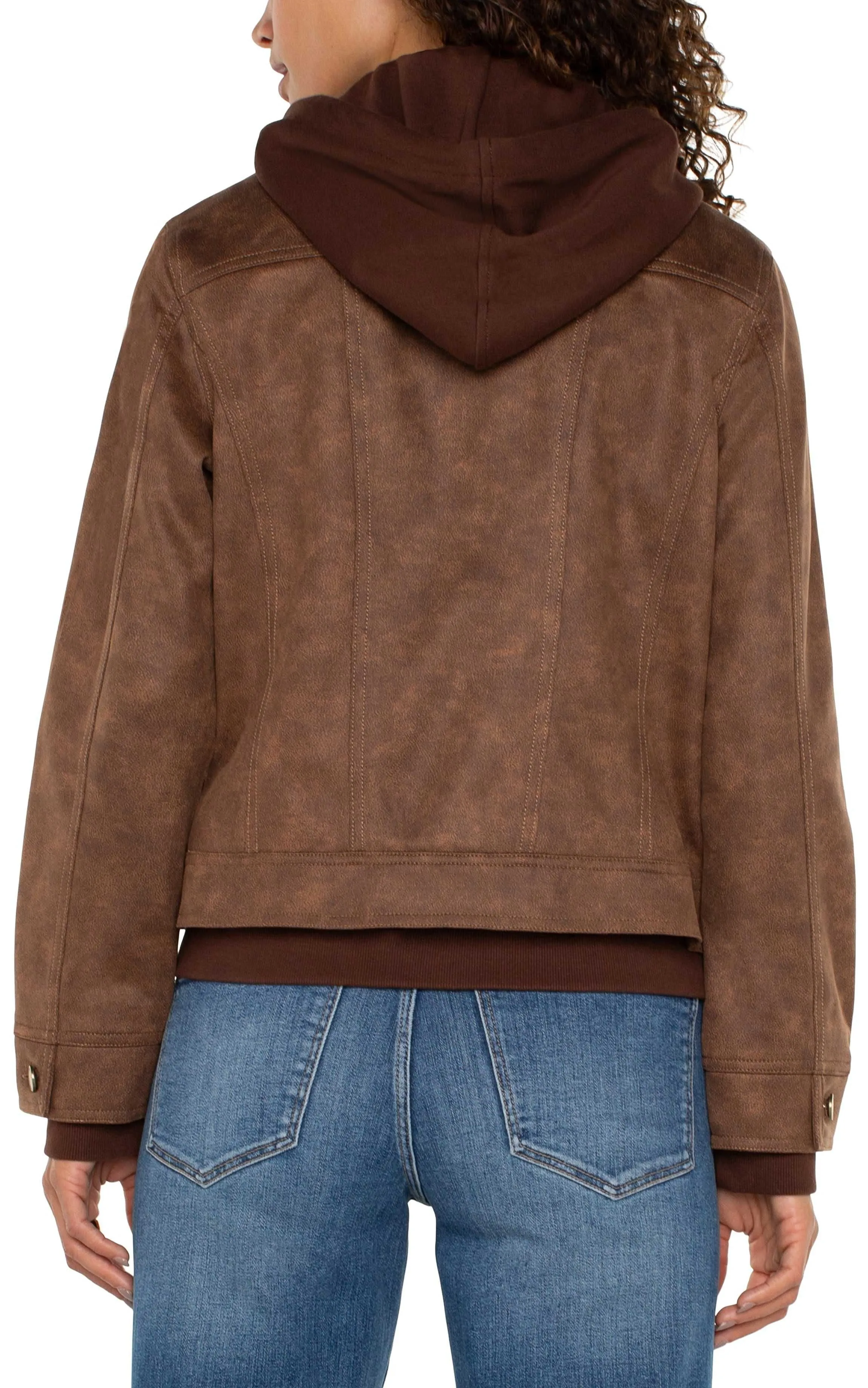 ZIP UP TRUCKER JACKET WITH REMOVABLE HOOD